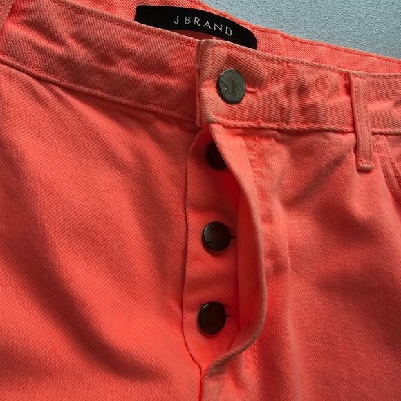 A J Brand Flamingo Neon Orange Pink Joanie Boy Fit Denim Shorts NWT Size 31 Fray - Picture 12 of 12